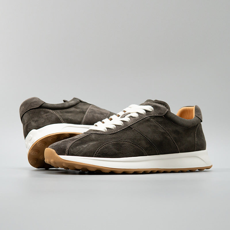 Men's Pottery Clay Brown Sports Daily Versatile Retro Fashion Leather Shoes