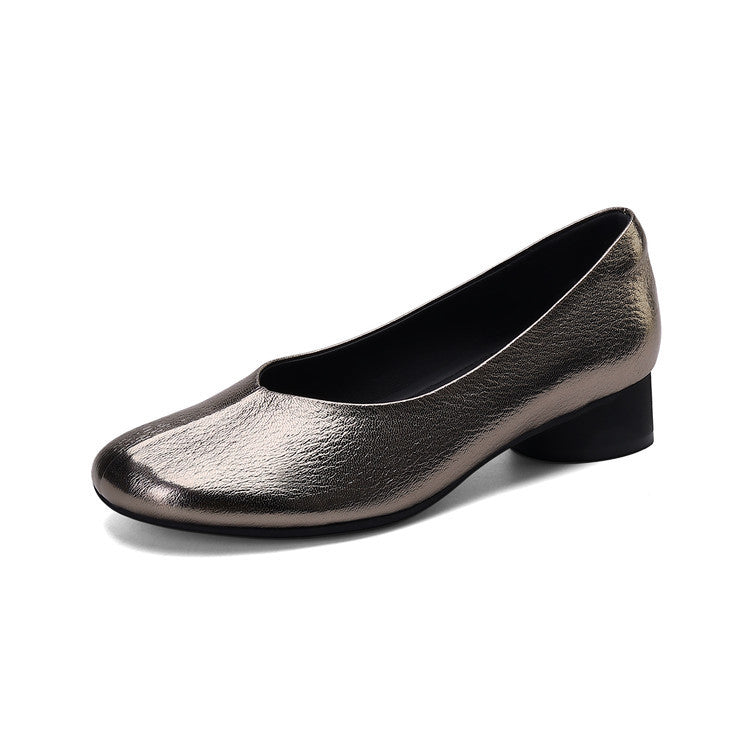 Women's French Retro Sheepskin Low-cut Thick Low Head Women's Fashion Shoes