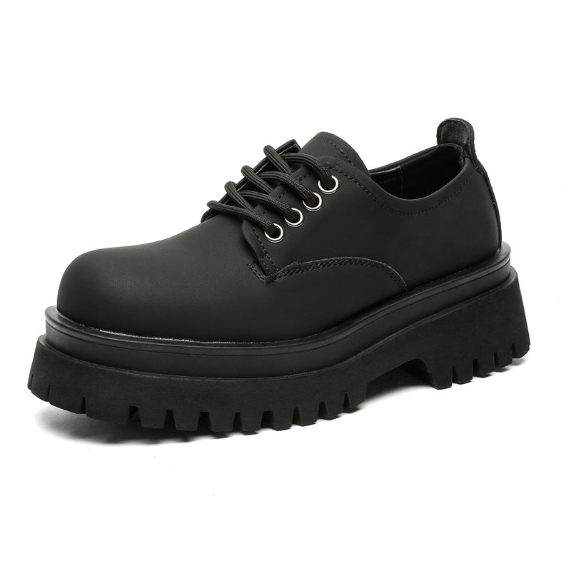 Men's Thick Bottom Derby British Style Niche Leather Shoes