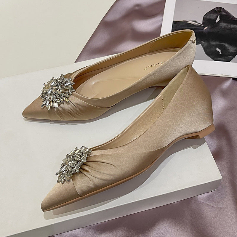 Silk Satin Small With Hidden Female Women's Shoes