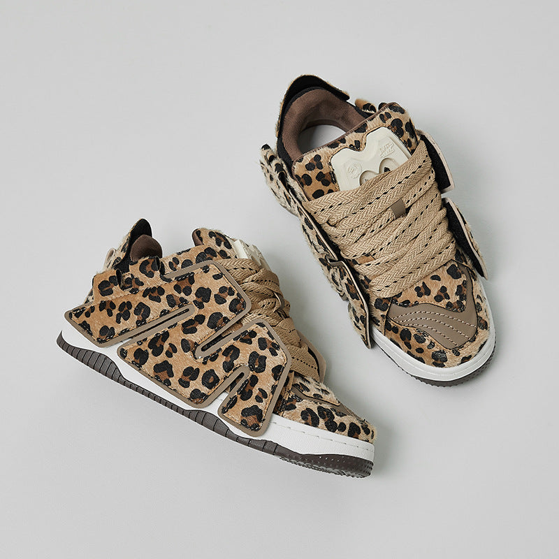 Women's & Men's Cyclone Series Leopard Print Color Matching Trend Increased Sneakers