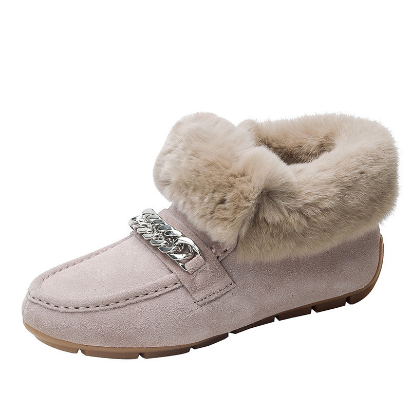 Women's Fluffy Thermal Cotton Rabbit Fur Height Boots