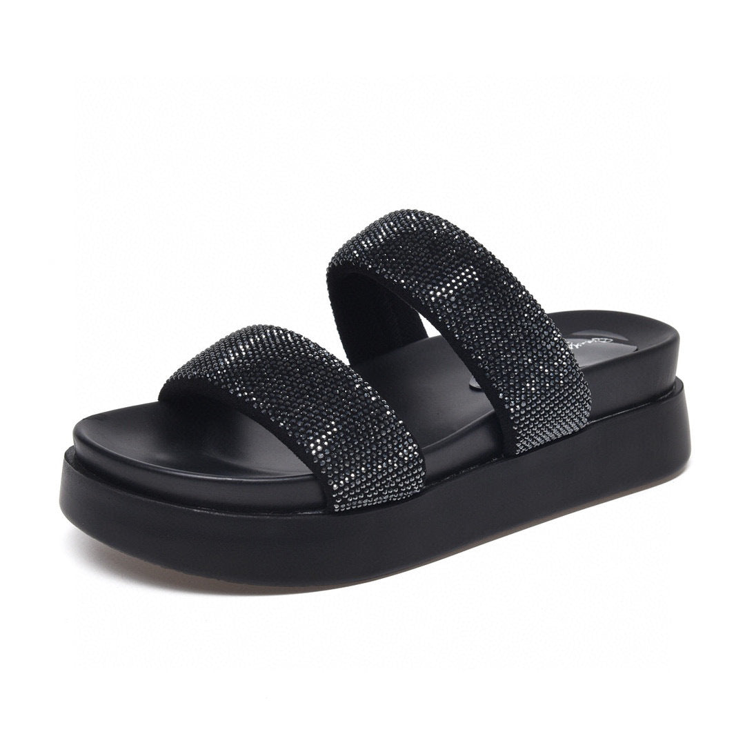 Women's Outdoor Summer Open Toe Shiny Fairy Holiday Sponge Slippers