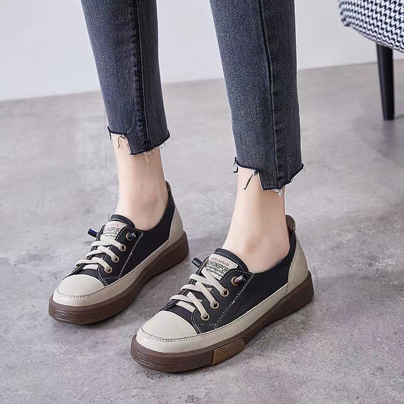 Layer Cowhide Elastic Band Slip-on Genuine Fashion Lazy Women's Casual Shoes