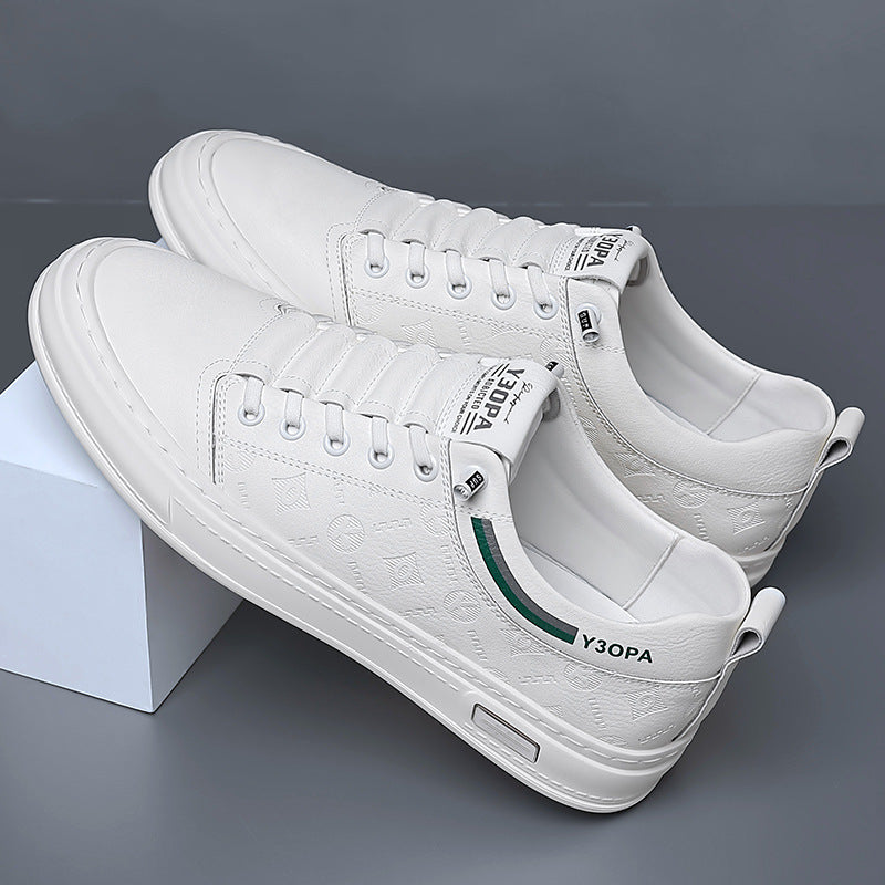 Men's White Fashion Trendy Breathable One Pedal Leather Shoes
