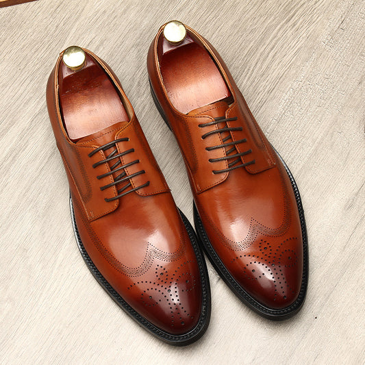 Men's Lace Up Korean Business Formal Wear Leather Shoes