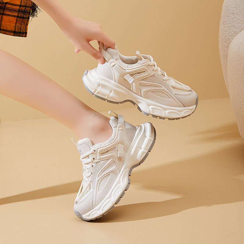 Women's Autumn Breathable Mesh Surface Thick Bottom Increased Casual Shoes