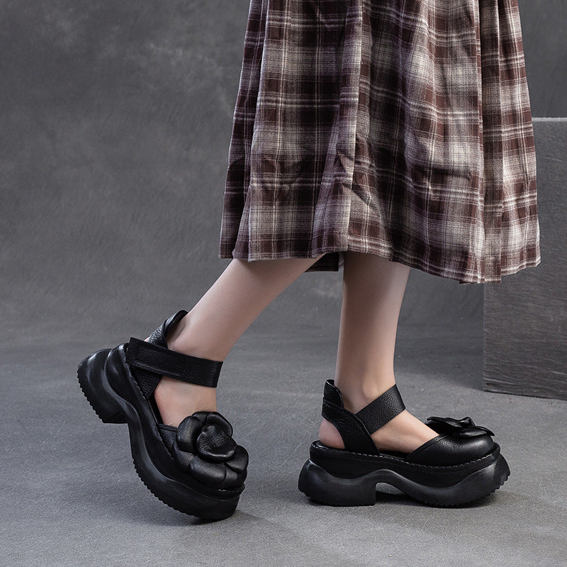 Women's Closed Toe First Layer Cowhide Comfortable Sandals