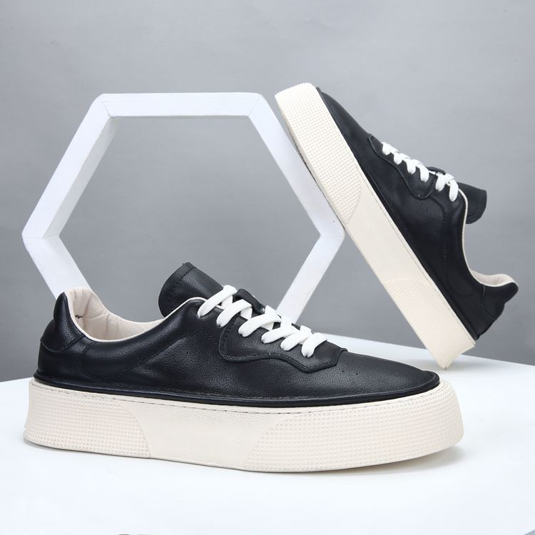 Men's Spring White Genuine Platform Korean Style Sneakers