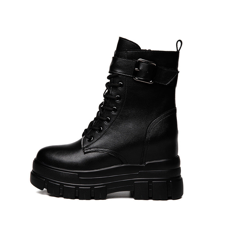 Women's British Style Height Increasing Small Fashionable Platform Boots