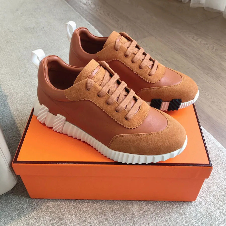High Version Platform Height Increasing Color Matching Genuine Suede Couple Casual Shoes