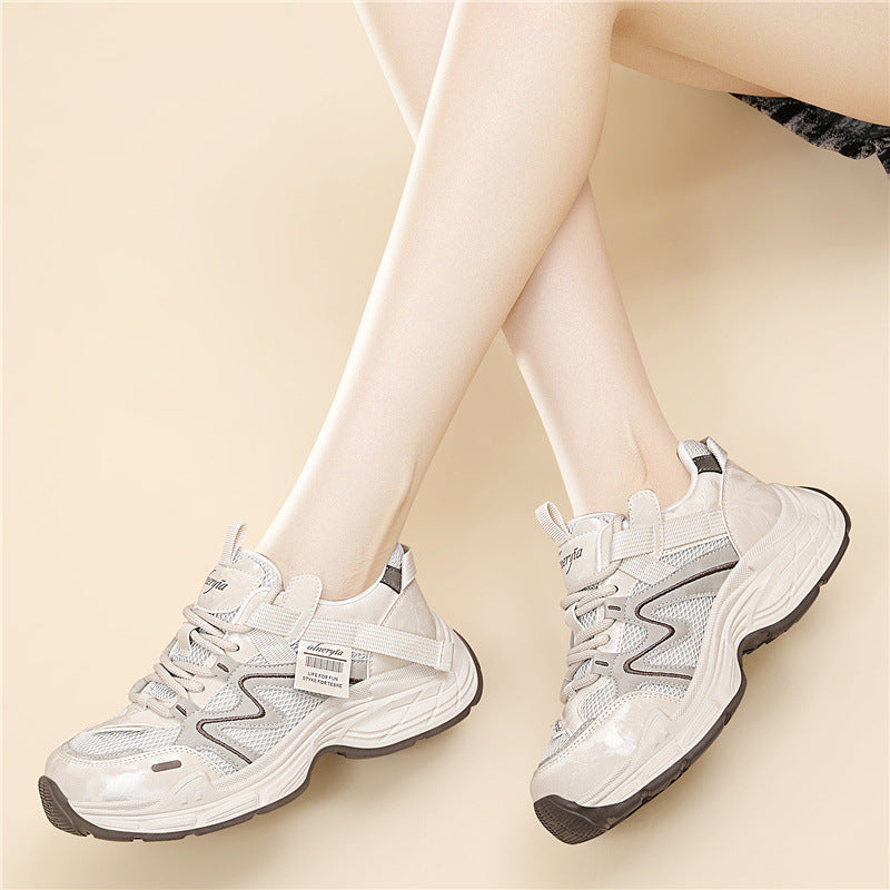 Women's Bottom Height Increasing Spring Mesh Breathable Women's Sports Shoes