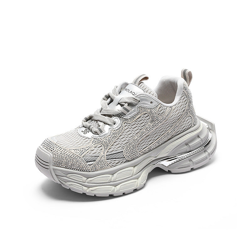 Women's Lightweight Trendy Fashion Rhinestone Thick Bottom Casual Shoes