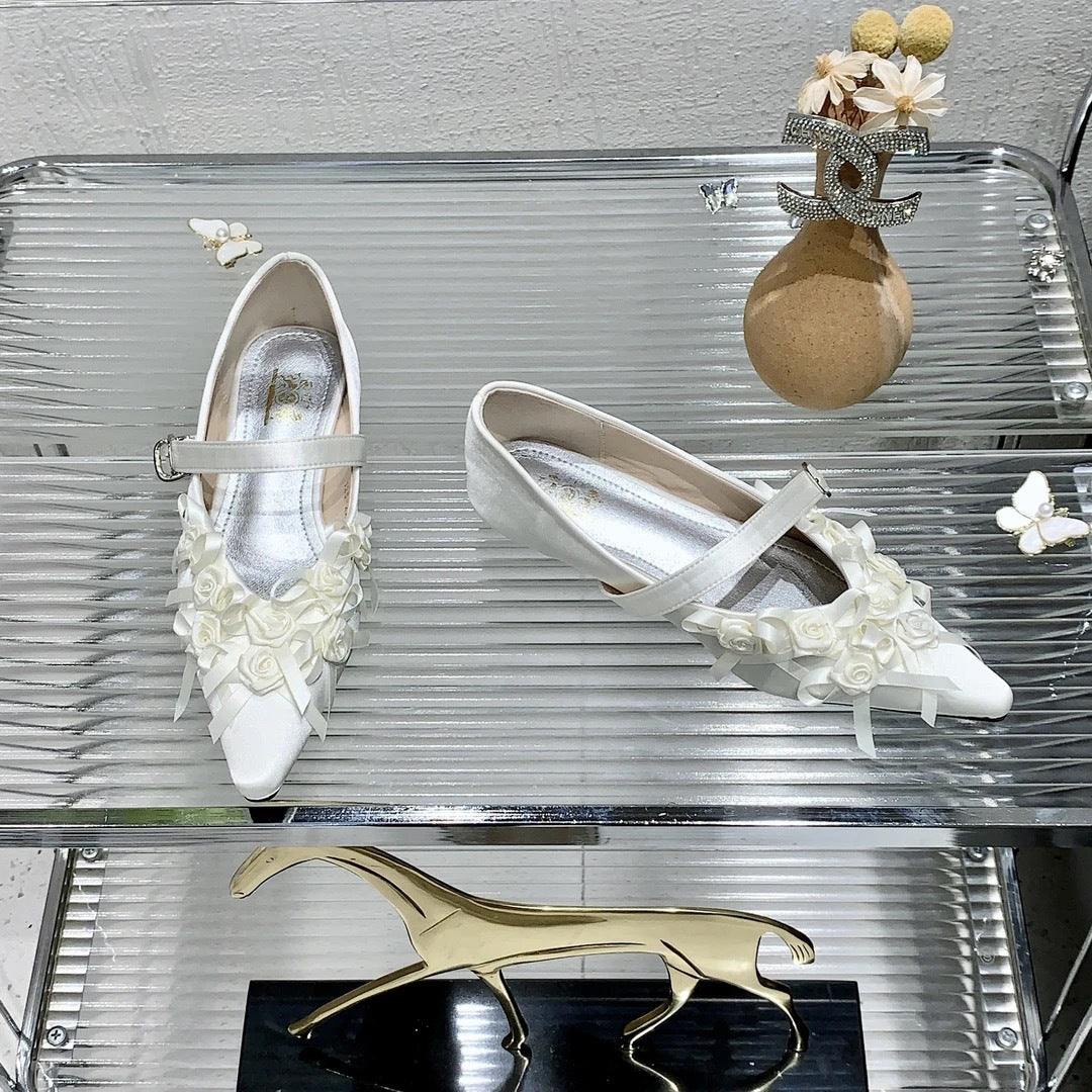 Women's Bowknot Ballet Korean Style Black White Men's Shoes