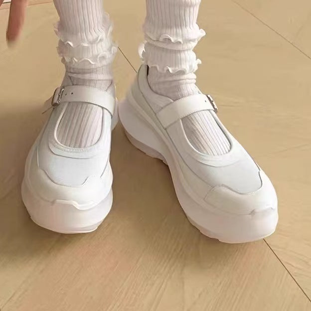 Women's Mary Jane Knitted Platform Height Increasing Vintage With Casual Shoes
