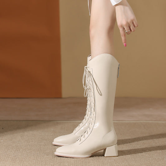 Women's High-heeled Thigh Female Square Toe Knight Boots