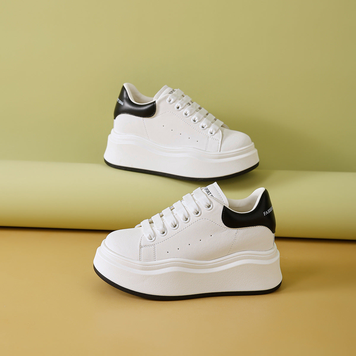 Women's Small Genuine Thick-soled Mcqueen White Spring Casual Shoes