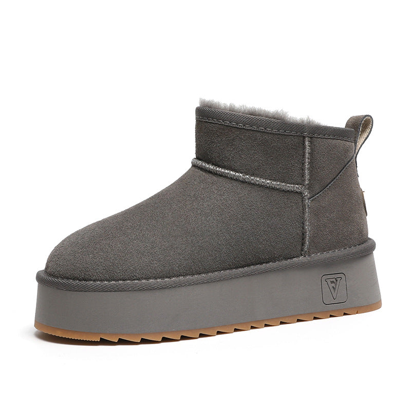Women's Sheepskin Fur Thick-soled Winter Short Thickened Snow Boots