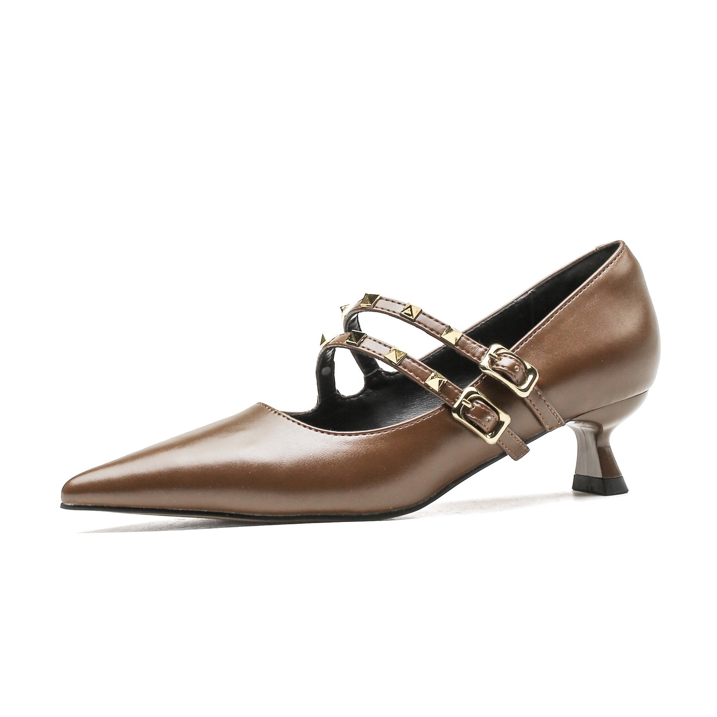 Women's Goddess Style Pumps Early Spring Fashionable Rivet Low-cut Stiletto Pointed Heels