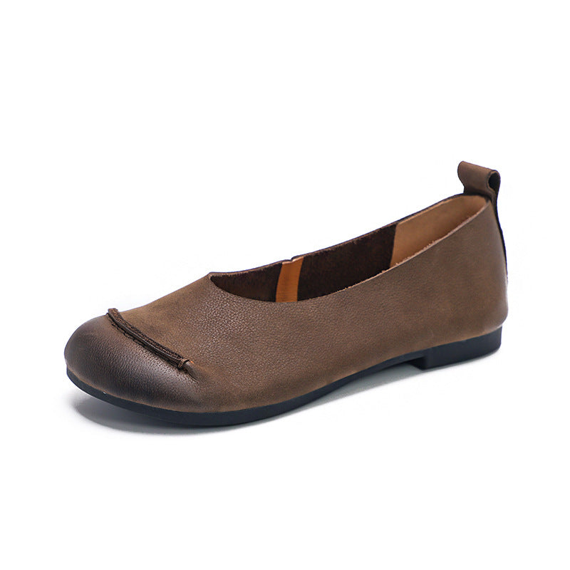 Women's Retro Artistic Genuine Glove Comfortable Slip-on Soft Bottom Surface Casual Shoes