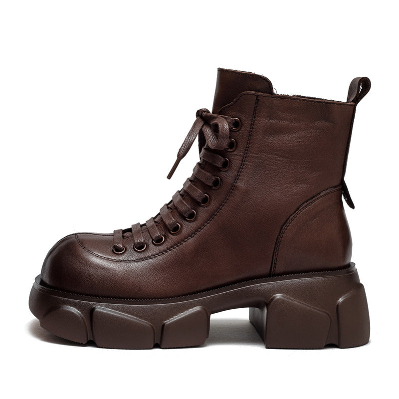 Women's & Men's Shu First Layer Cowhide Retro Style Men's Shoes