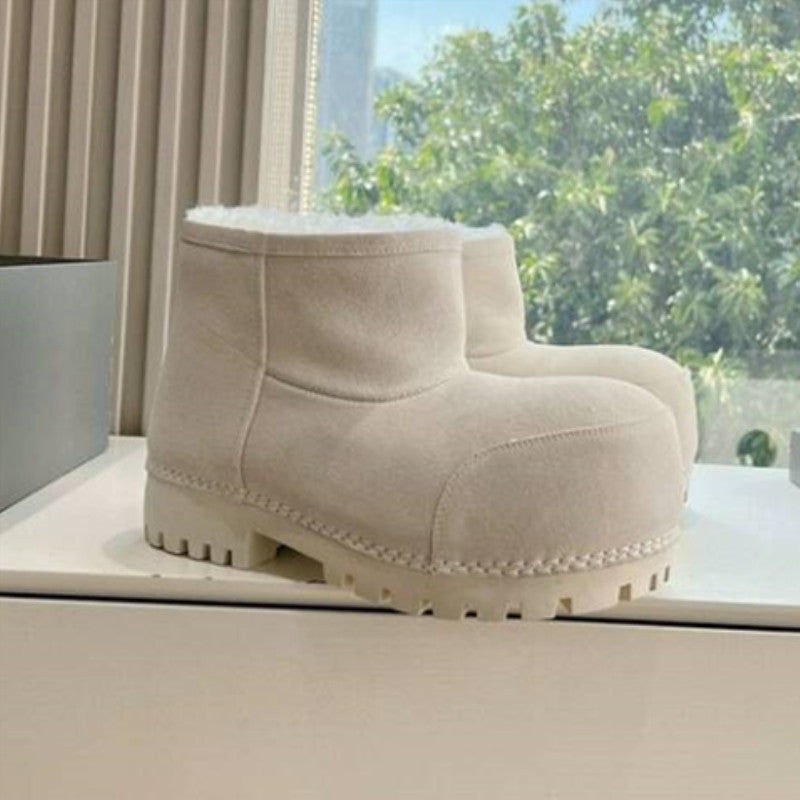 Women's & Men's Cute Big Head Bread Winter Thick Bottom Snow Boots