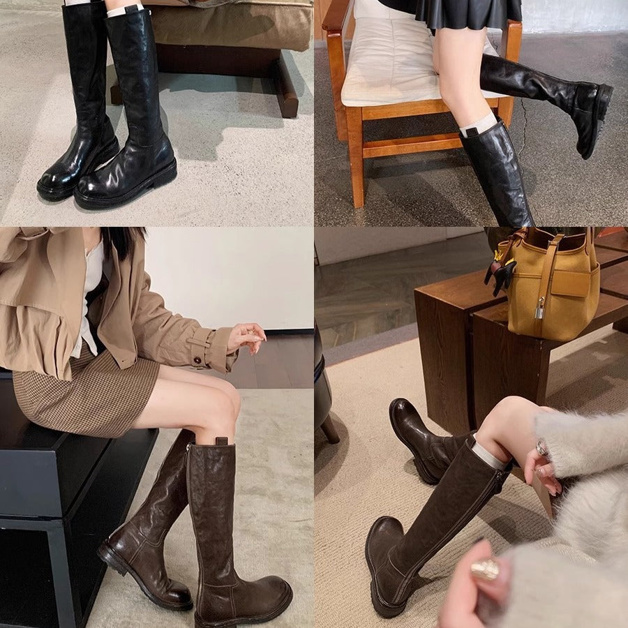 Horse High Tube Slimming Medium Chunky Platform Boots