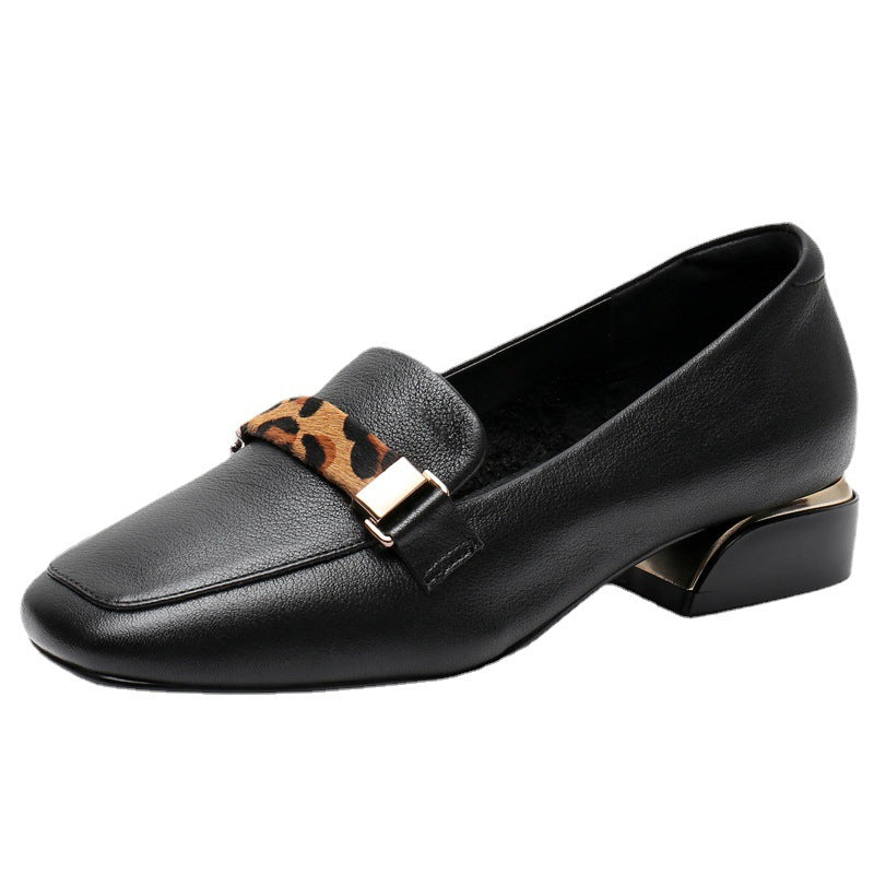Women's Size Pumps First Layer Cowhide Soft Heels