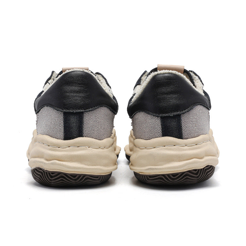 Women's & Men's Retro Distressed Color Matching Shell Toe Dissoed Platform Height Men's Board Shoes