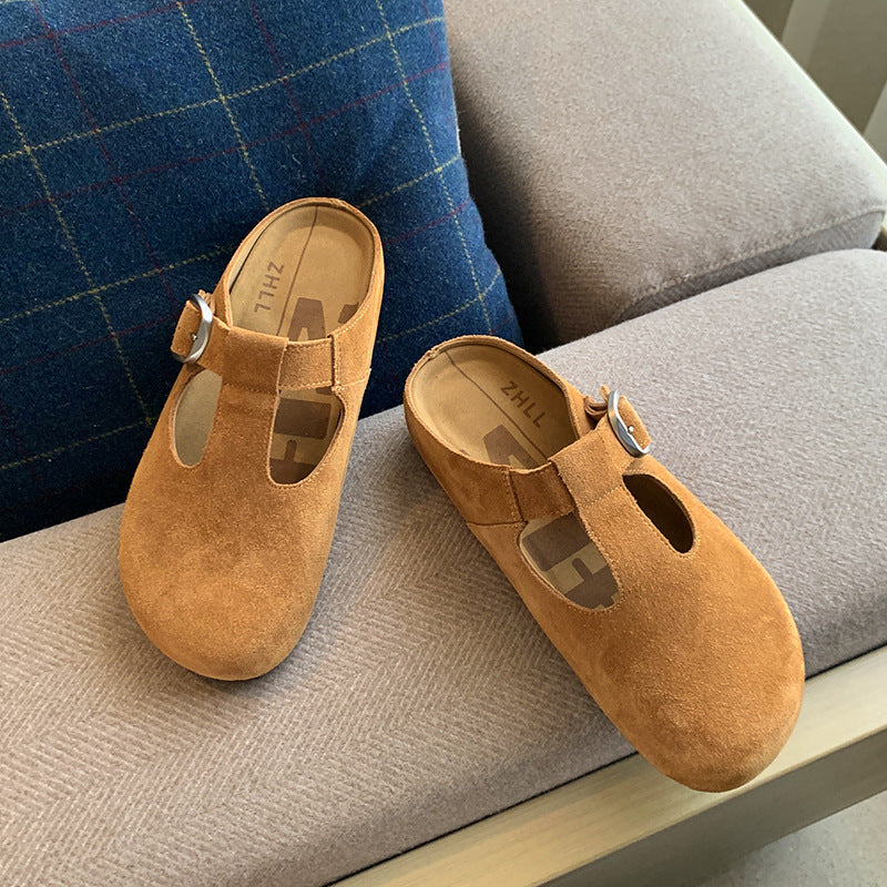 Women's Shape Buckle Toe Cap Semi Plus Sandals