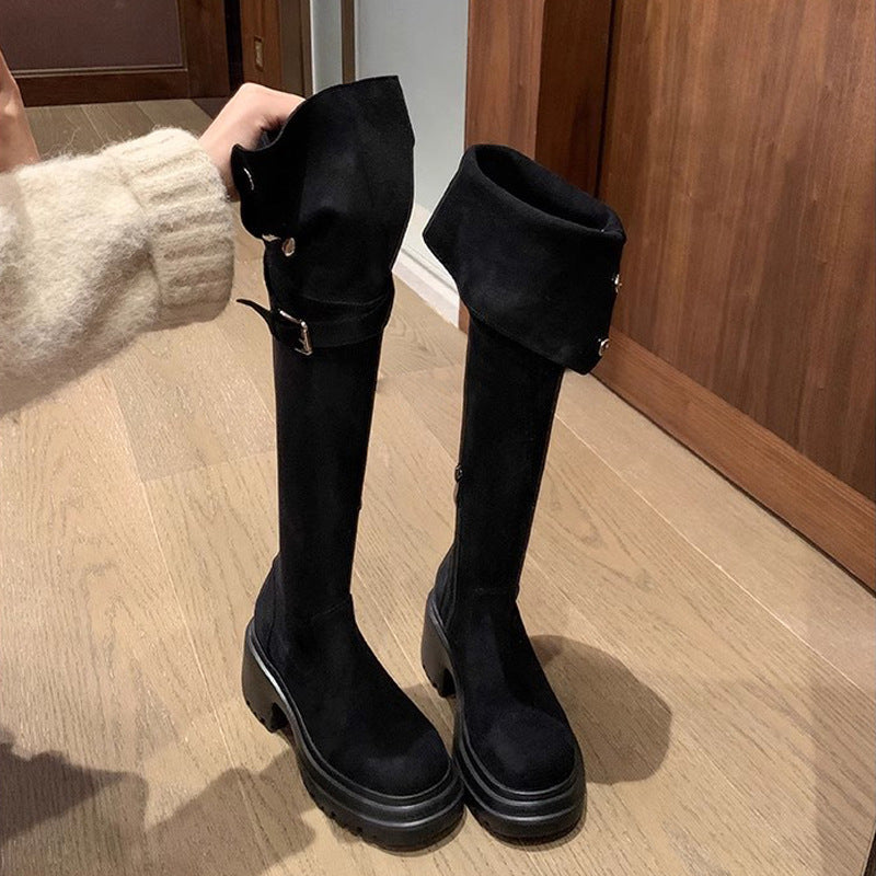 Bottom Lamb Fur Chunky High Over Boots