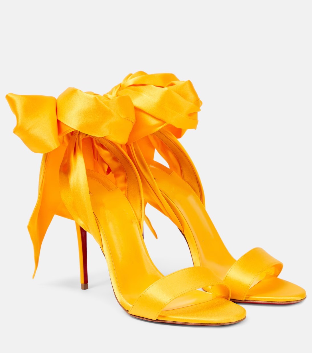 Round Toe Satin Bow Ankle Strap Large High Heeled Sandals