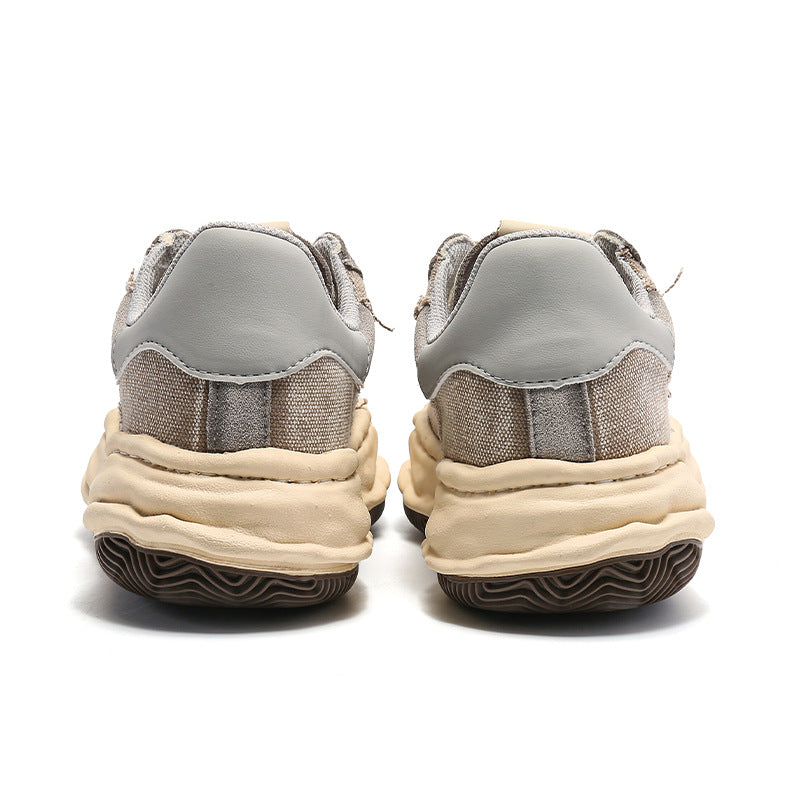 Women's & Men's Washed Worn Color Block Platform Dissoed Retro Shell Men's Board Shoes