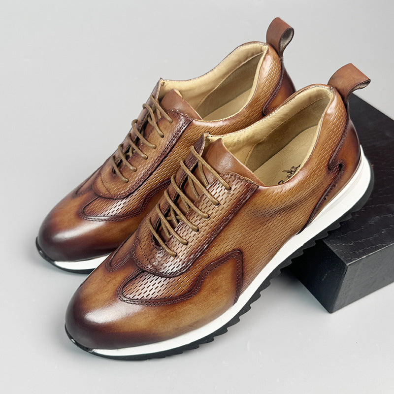 Men's First Layer Cowhide Business British Style Genuine German Training Height Leather Shoes