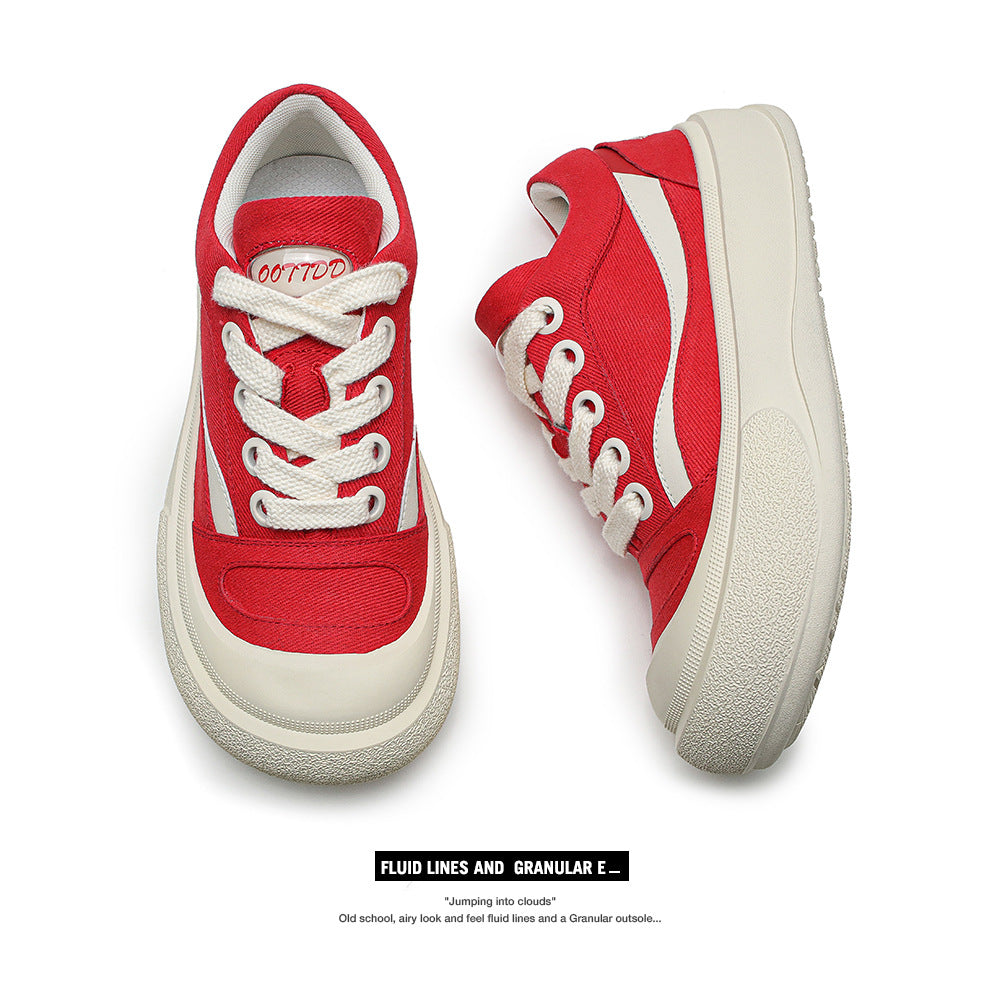Bubble Drink Fashion Big Head Crooked Platform Versatile Bread Men's Canvas Shoes