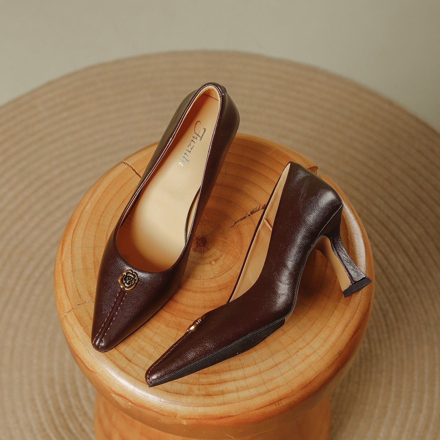 Women's Pumps Elegant Versatile Retro Pointed Toe Shallow Women's Fashion Shoes