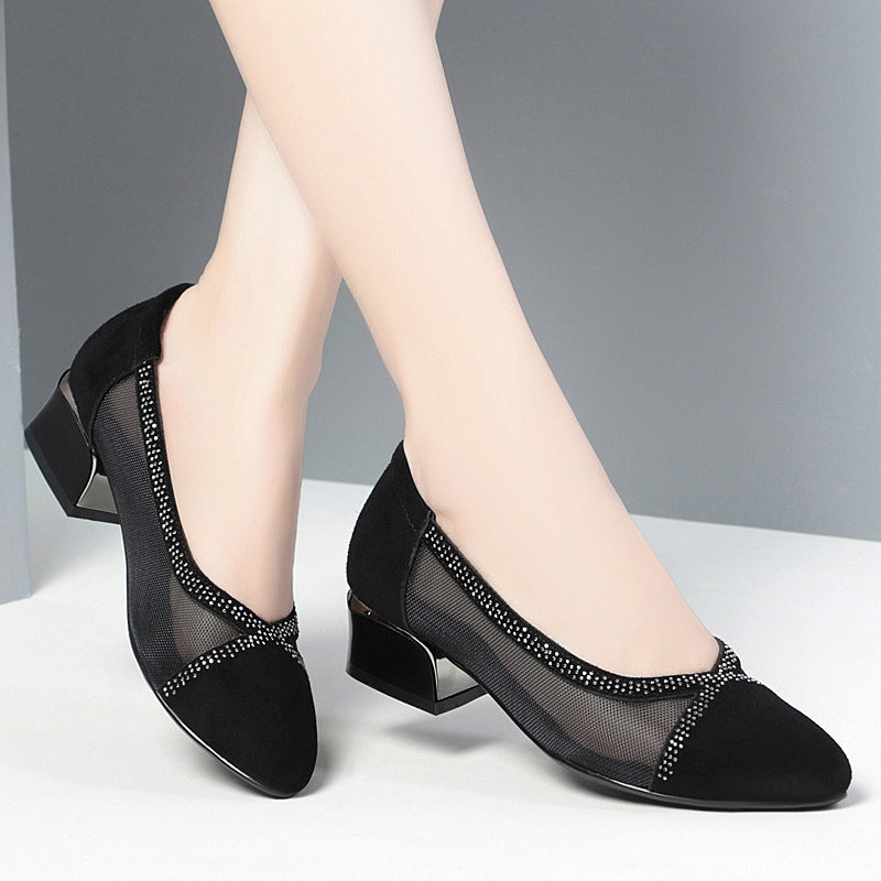 Women's Single Mid Perforated Breathable Mesh Surface Casual Shoes