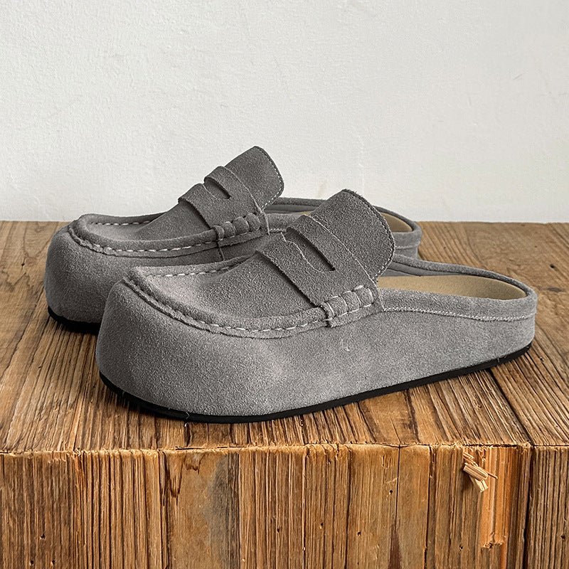 Trendy Platform Large Toe One Pedal Retro Easy Sandals