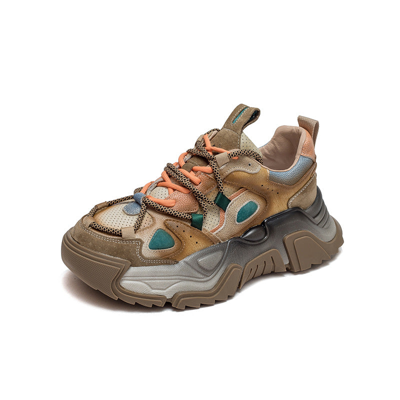 Women's First Layer Cowhide Retro Style Fashion Sneakers