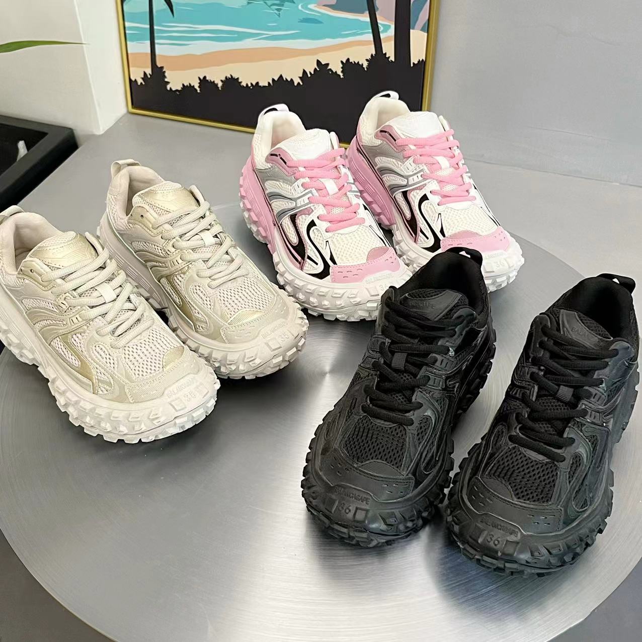Women's & Men's Summer Dad Thick Bottom Tank Distressed Sneakers