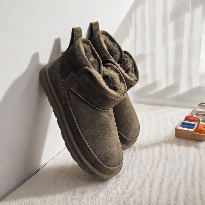 Men's Winter Fleece-lined Thickened Slip-on Big Cotton Warm Snow Boots