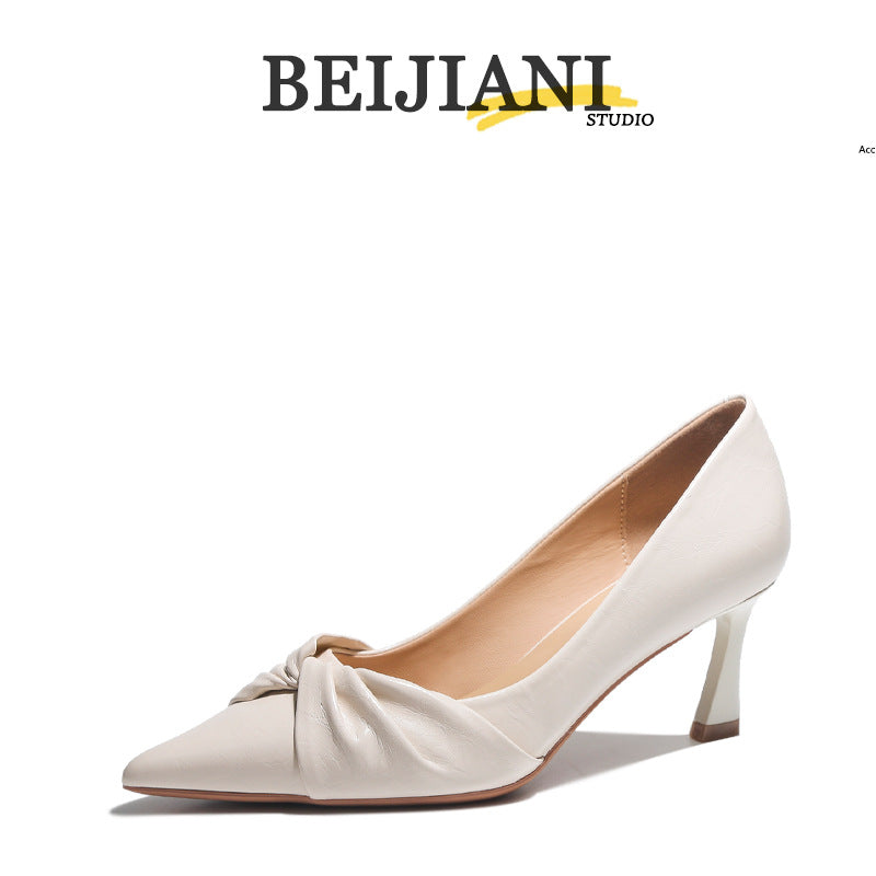 Women's Sheepskin Pointed Toe Twisted High Stiletto Women's Fashion Shoes