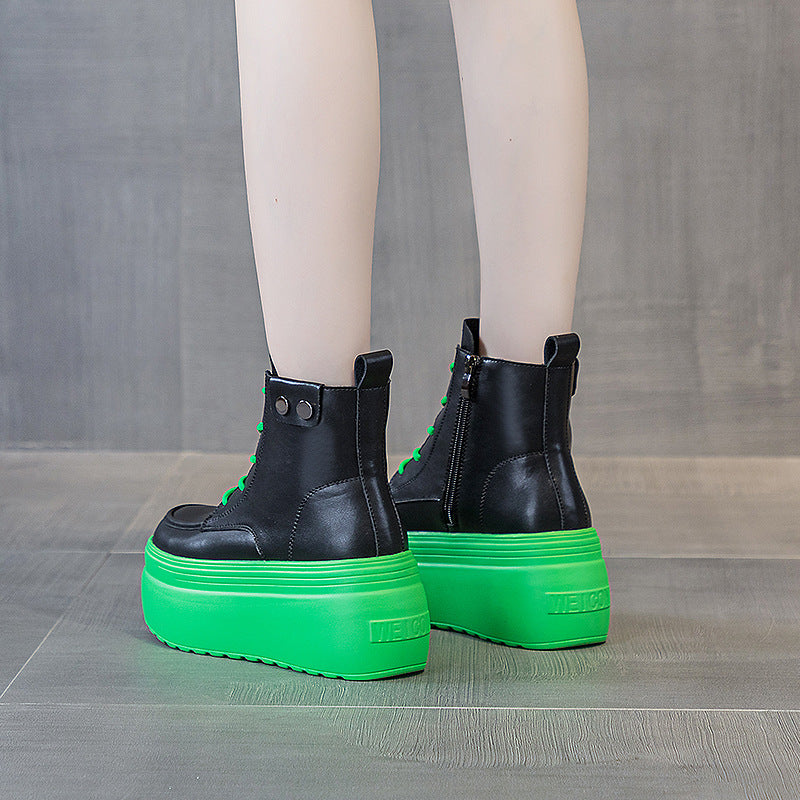 Women's Platform Candy Color Round Toe Fashion Casual Shoes