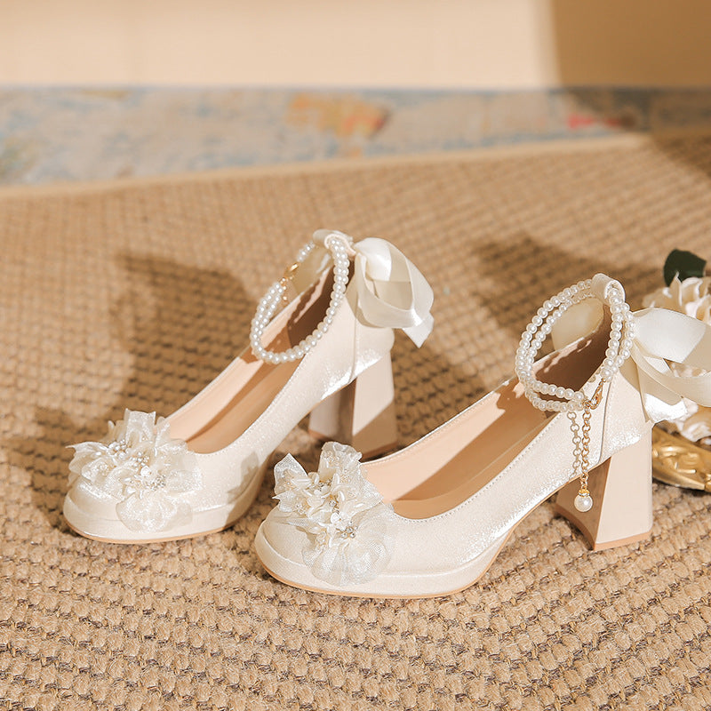 Women's High Adult Ceremony Mary Jane Wedding Dress Two-way Women's Fashion Shoes