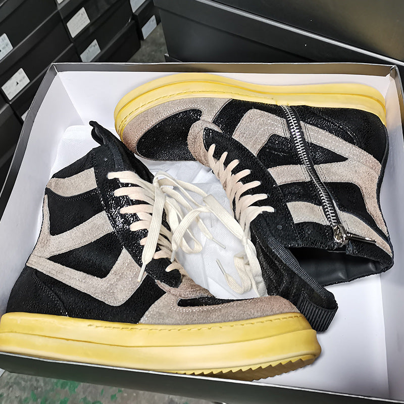 Men's Retro Distressed Big Hook Stitching Side Sneakers