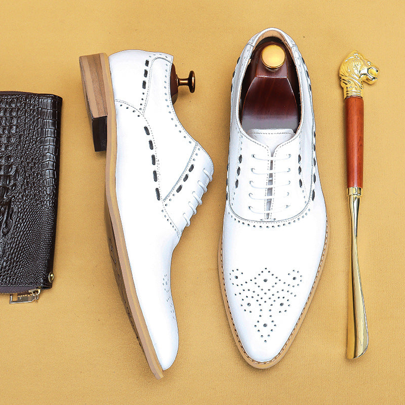 Men's Genuine Top Layer Cowhide Formal Business Pointed Leather Shoes
