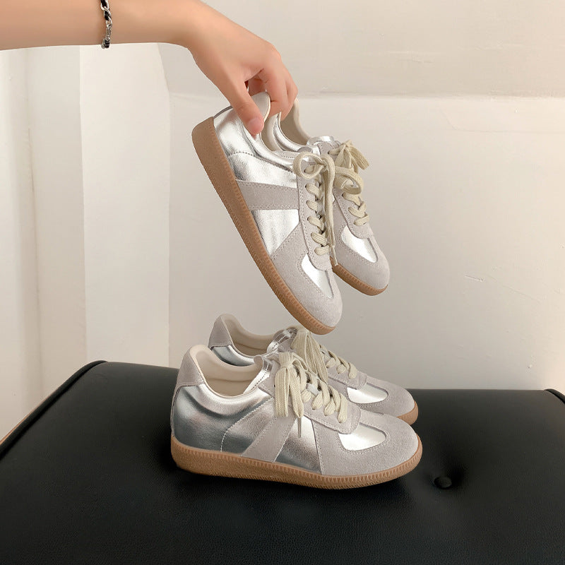 Women's Cowhide Version Small Height Increasing Insole Sier Casual Shoes