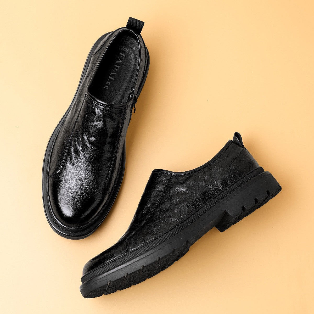 Men's Business Formal Wear Sheep Lazy Brown Leather Shoes