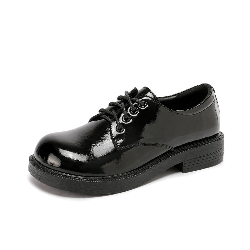 Women's British College Style Platform Round Toe Leather Shoes