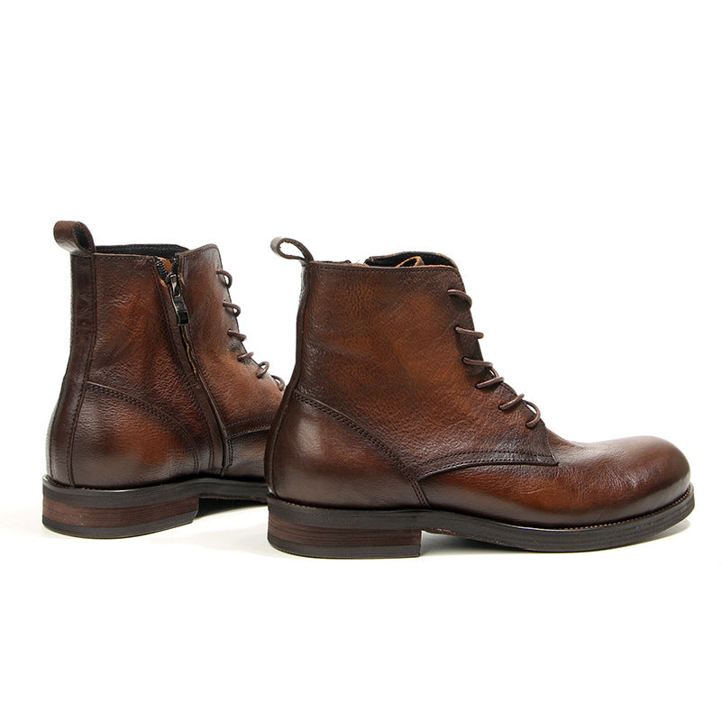 Men's Retro Handmade Distressed First Layer Cowhide Boots